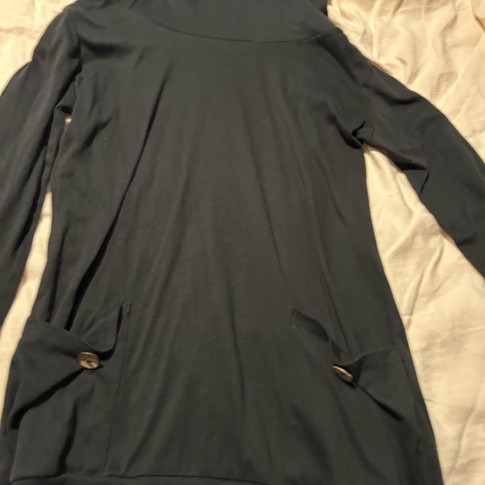 Black Long Sleeve Tunic with Button Accents